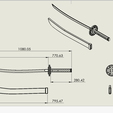Capture.png Weapon Katana Sword OBJ STL FBX 3d model Design in Solidworks 3D model