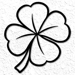 project_20230305_1455406-01.png STL file St. Patricks Day 4 leaf clover wall art luck wall decor irish・3D printer design to download