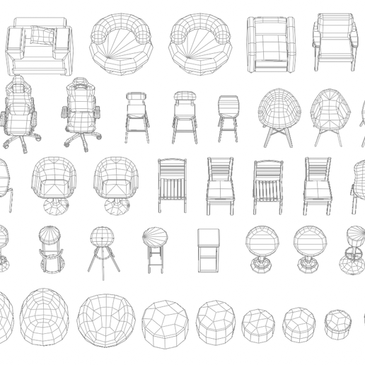 🪑 Chair & Seating 3D Model Pack STL | Printable Miniature Chairs ...