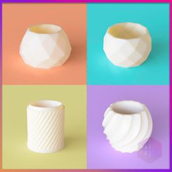 PACK-JARRONES-3.jpg Fichier STL VASE PACK #3 / POT DE FLEUR / PORTE-CRAYON・Modèle à imprimer en 3D à télécharger
