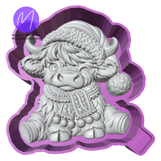 3D Lace Style Highland Cow Freshie STL Mold Housing