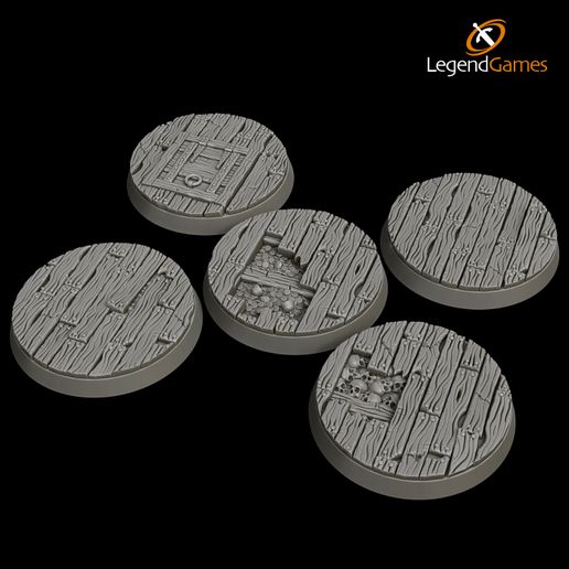 LegendGames STL file LegendGames 40mm round wooden plank floor feature bases・3D printing template to download, LegendGames