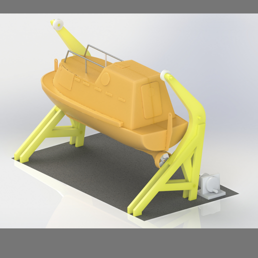2.png Закрытая спасательная шлюпка с системой шлюпбалок - 3D печатная модель