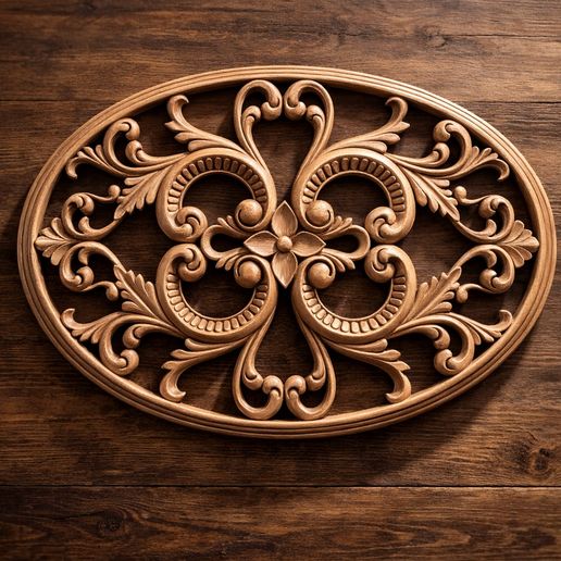 Oval Baroque Furniture Applique STL for CNC