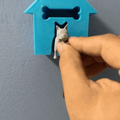 IMG_1152 (1).GIF STL file Frenchie Dog House Keychain & Holder・3D printing design to download