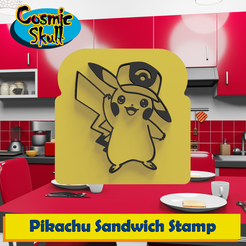 025-Pikachu-Hoenn.png STL file Pikachu with Cap (Hoenn) Sandwich Stamp・3D printer design to download, CosmicSkull