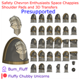 Iron-Warriors-Shoulder-Pads-promo.png Safety Chevron Enthusiasts Space Chappies Shoulder pads and 3D Transfers - Iron Warriors - Now Presupported