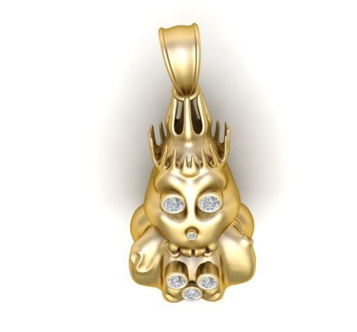 Luxury Gold Fantasy Creature Pendant with Diamond Accents