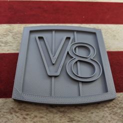 3D printable Kaiser Jeep style V8 Badge emblem・Cults