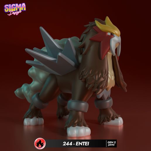 🐉 244 entei・ 3D File for 3D printing・Cults