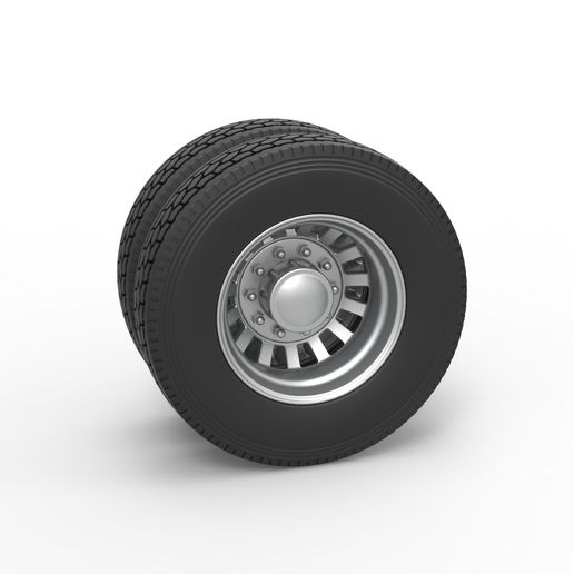 Rear custom wheel of semi truck Version 16 (1:25 Scale)