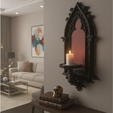 3D-printed-STL.png Gothic Wall Candle Holder, 3D Printed Candle Shelf | Gift for Her