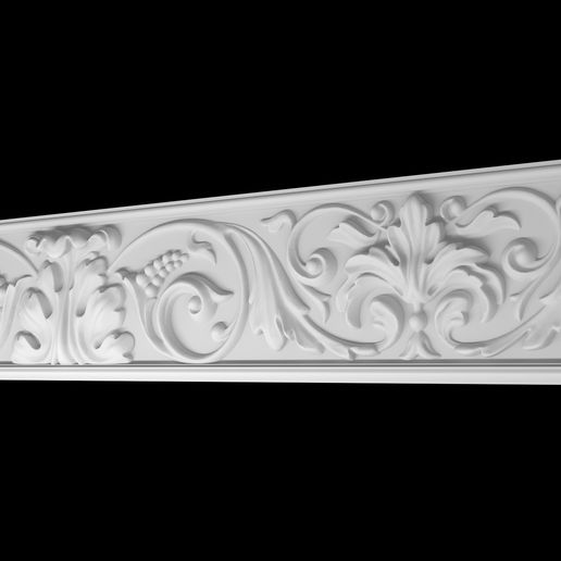 Baroque Acanthus Scroll & Palmette Crown Molding Relief / Decorative Frieze STL