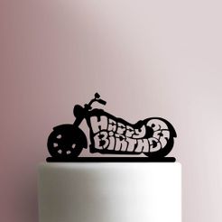 Motorcycle-Happy-Birthday-Cake-Topper-100_00000.jpg Archivo STL Motorcycle cake topper・Modelo de impresora 3D para descargar