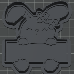 Bunny-Cutter-Flower.png Easter Bunny with Sign Cookie Cutter and Stamp STL
