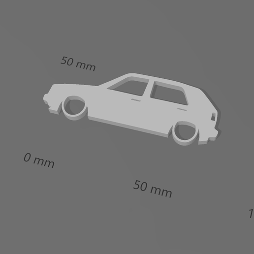 Volkswagen Golf 2 side key ring 3D model preview