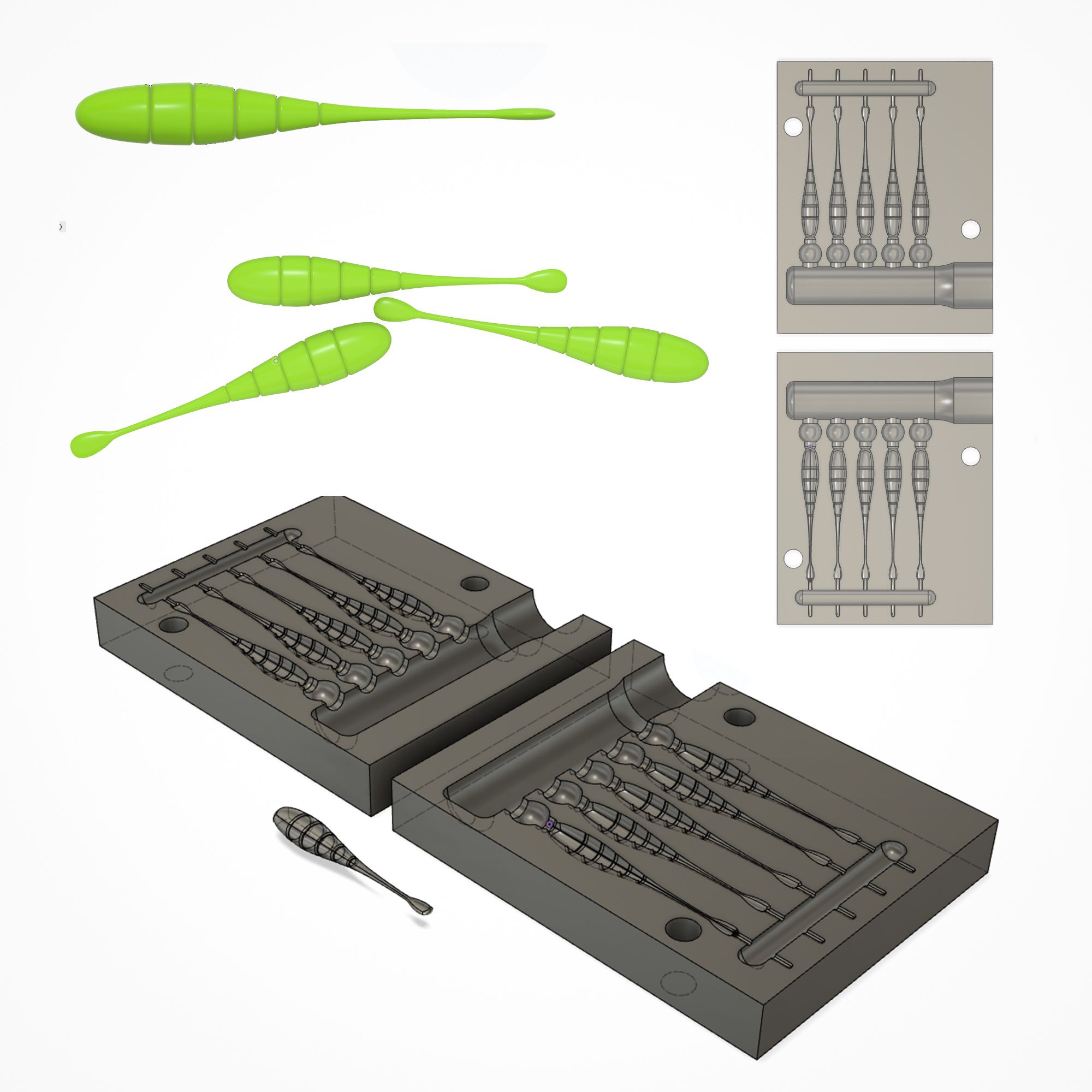 Download STL file Mold "F Slammer" lure. 3D .STEP and .STL file for CNC