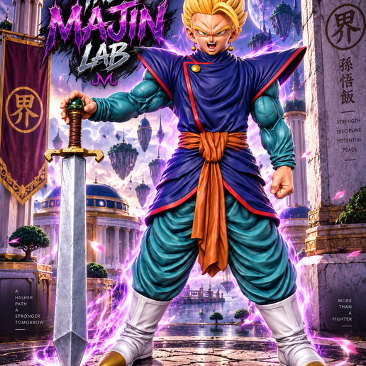 LIFE-SIZE GOHAN (SUPREME KAI OUTFIT) The Ultimate Supreme Kai Warrior Display 1760mm 256x Cut