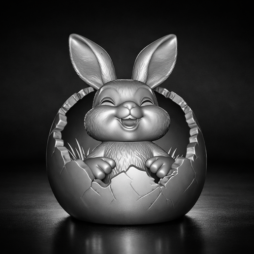 Cute Easter Bunny in Cracked Egg – Adorable Spring Decor – 3D Printable Easter Rabbit – Festive Holiday Ornament