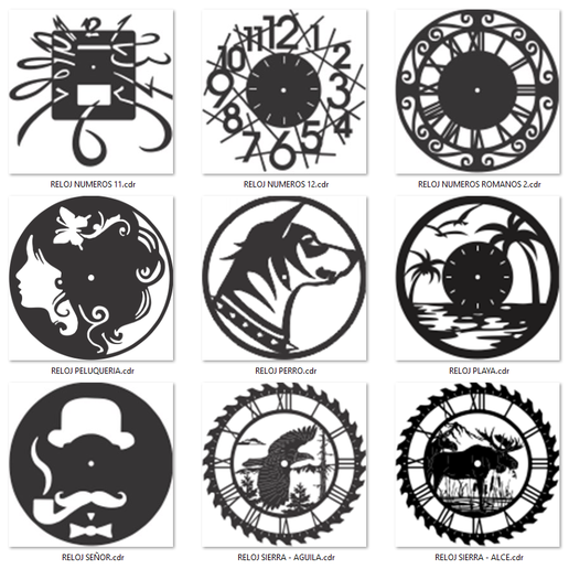 ⌚ Pack Vectores Corte Laser - 140 Relojes Calados・Archivo 3D para ...