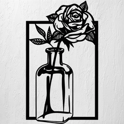 Imagen1-ROSA-EN-BOTELLA-DE-VIDRIO.png Archivo STL ROSA EN BOTELLA ARTE DE PARED DECORACIÓN 2D・Objeto de impresión 3D para descargar