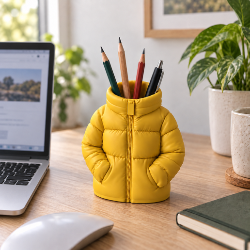 Puffer Jacket Pen Holder