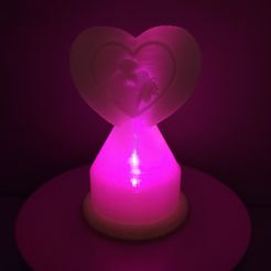 20221211_172443.jpg STL file Couple Kissing Tealight Heart With Base・3D printing model to download