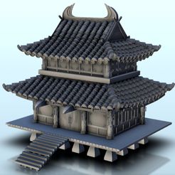 1.jpg Télécharger fichier STL Bâtiment asiatique surélevé avec un étage 13 - Chine Asie Japon Warhammer Age of Sigmar • Objet pour imprimante 3D, Hartolia-Miniatures