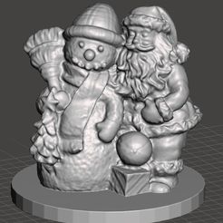 snowman-and-santa-b.jpg STL file snowman and santa・3D printer design to download