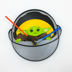 yodaclock1.png Fichier STL Baby Yoda- L'enfant - Horloge murale fan art inspirée de Star Wars - édition The Mandalorian - Imprimé en 3D・Modèle à télécharger et à imprimer en 3D