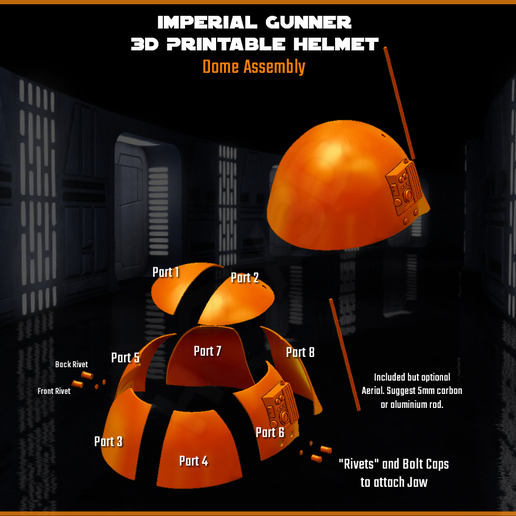 Dome_Assembly.png Fichier STL Casque imprimable 3D gunner impérial・Objet pour impression 3D à télécharger, Geoffro
