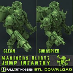 +S Rae LLL EL Be ae ee a ss (%) FALL@UT HOBBIES STL DOWNLOAD 3D file Mariners Blight 28mm Jump Infantry Unit・3D printable model to download, FalloutHobbies