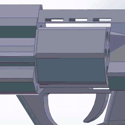 Pistolgif.GIF STL-Datei Futuristic Pistol with revolving barrel (DM/comment for engravings) kostenlos herunterladen • Objekt für 3D-Drucker, Molkshake