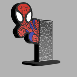 Sans-5.png STL file Spiderman chibi wall lamp・3D print design to download
