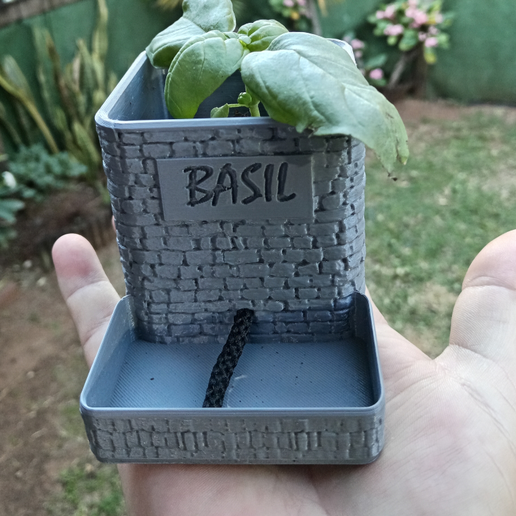 Herb Planter with Name Plate 3D model