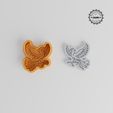 product_1032-02_overview.jpg Phoenix Cookie Cutter & Stamp Set, Fire Bird Shapes, Fondant Tool, S/M/L Sizes, Mythical Flame Baking Decor