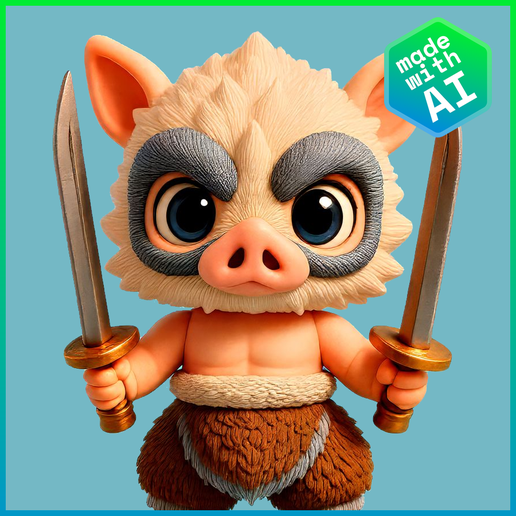 🐗 Inosuke Hashibira – Chibi Boar Mask Edition