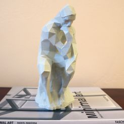 The Thinker, Low Polygon Statue Inspired by Rodin, 3D Printed