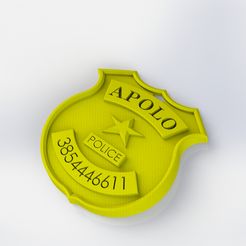 APOLO3.jpg STL-Datei Polizei Hundemarke・Modell zum Herunterladen und 3D-Drucken, Mudesign