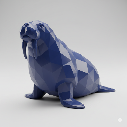 🗿 Low Poly Walrus STL – Geometric 3D Printable Sculpture – Modern ...