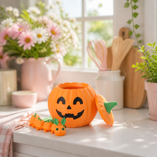 Cute Pumpkin Box Flexi Caterpillar Toy