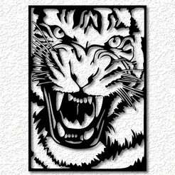 project_20230531_1141170-01.png STL file tiger wall art raoring tiger wall decor 2d art・Design to download and 3D print