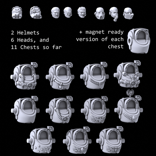 chests-and-heads_out.png STL file Chonky Jarhead Builder・3D print design to download, Tinnut