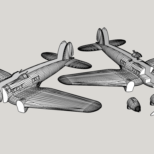Solid-vs-Clear-Canopy-versions.png N-scale German bomber and  bases