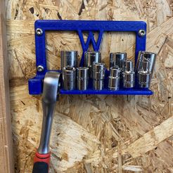 Holder for Socket Wrench Set 28pcs 1/4" with Extension Bar and Sockets for Wall Mount 007