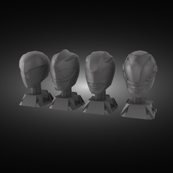 Four-power-ranger-helmets-render.png STL file Four power ranger helmets・3D printing design to download