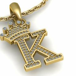 pandand2.jpg COLLIER PENDENTIF COURONNE K LETTRE TRENDY MODÈLE IMPRIMABLE EN 3D