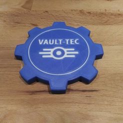 IMG_20180929_185724.jpg Free 3D file Fallout Vault Tec Coaster・Object to download and to 3D print