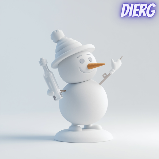 Drunk Snowman STL Funny 3D Print Model Christmas Party Decor and Winter Humor Figurine - 3D model önizlemesi