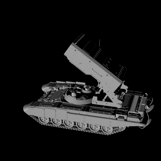 Russian TOS-1 self-propelled rocket launcher 3D model material (1) 3D model